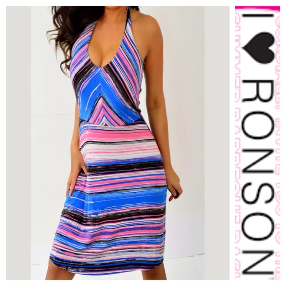Striped Halter Dress by I Heart Robson. Size large
